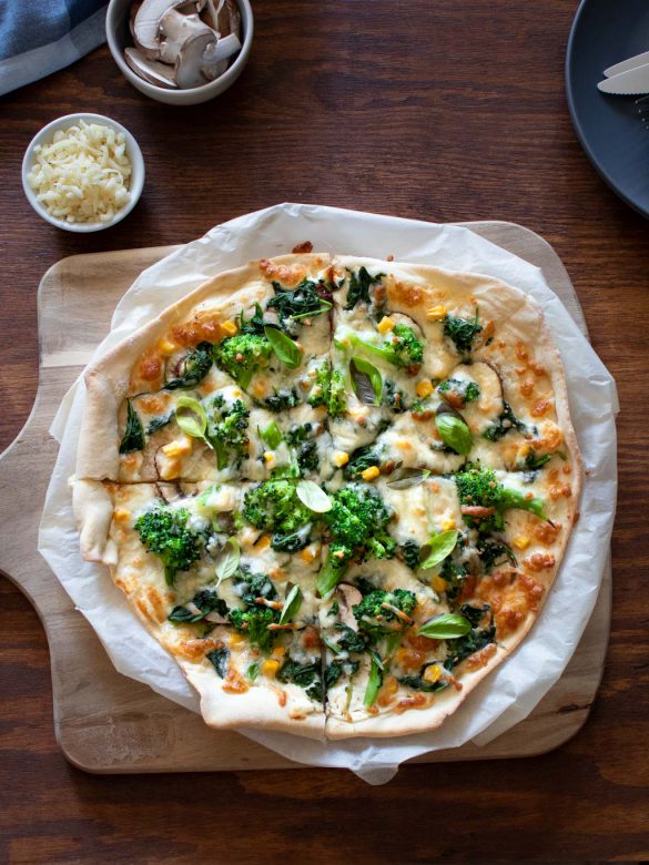 Weiße Pizza mit Gemüse | fructosearm, laktosefrei
