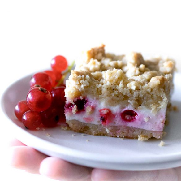 Streusel-Quarkkuchen mit Johannisbeeren | fructosearm, laktosefrei, zuckerfrei