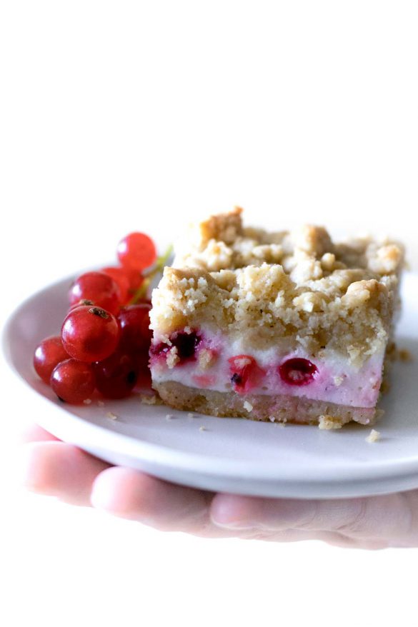 Streusel-Quarkkuchen mit Johannisbeeren | fructosearm, laktosefrei, zuckerfrei