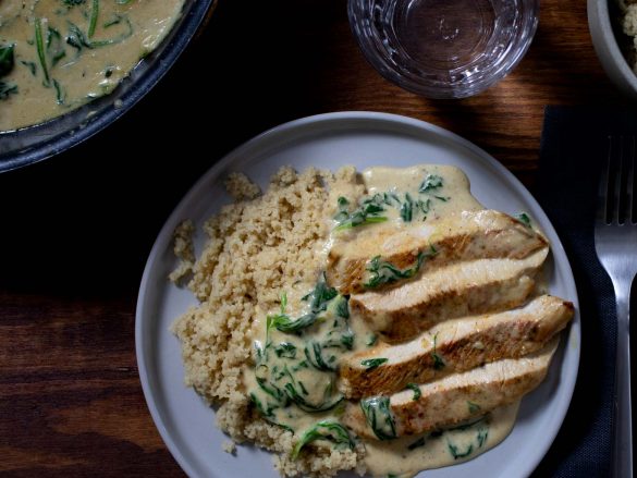 Spinat-Hähnchen mit Couscous | fructosefrei, laktosefrei, zuckerfrei