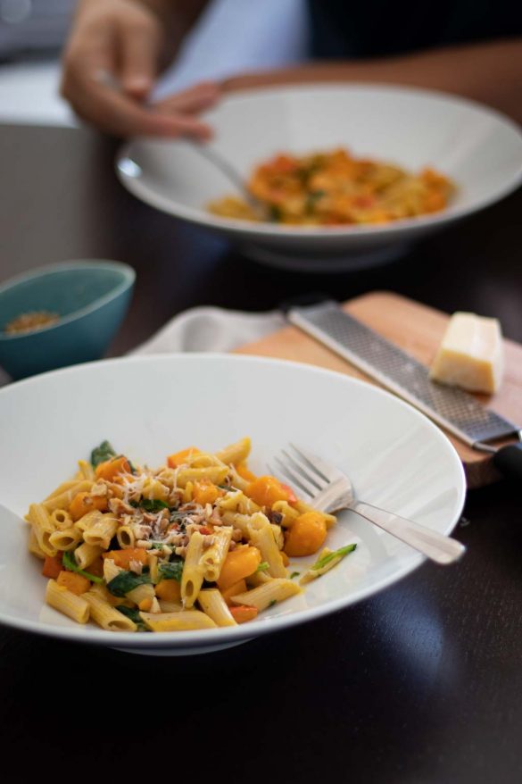 Hokkaido-Pasta mit Blattspinat | fructosearm, laktosefrei, zuckerfrei