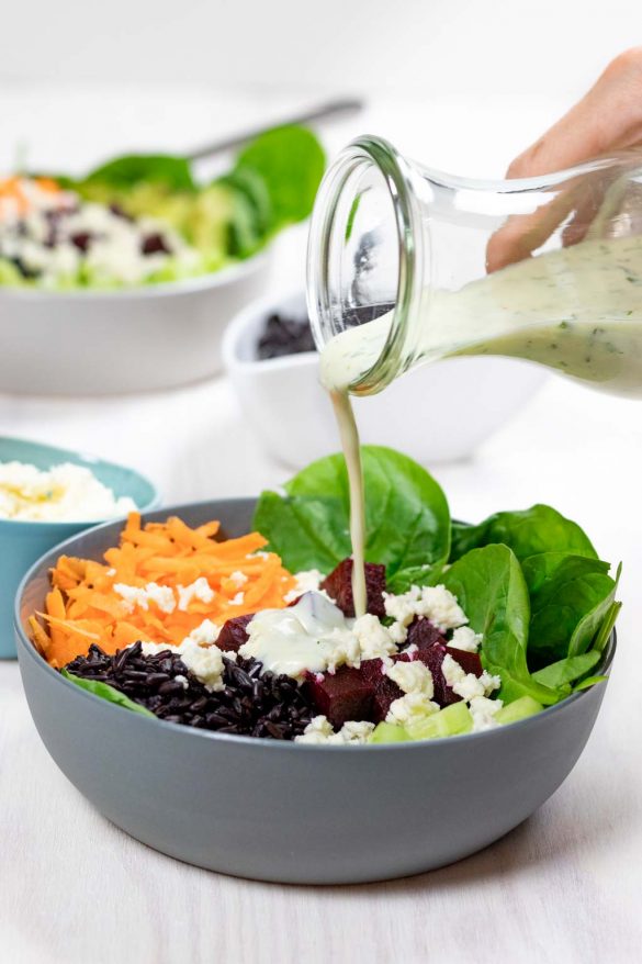 Salat-Bowl mit schwarzem Reis | fructosearm, laktosefrei, zuckerfrei