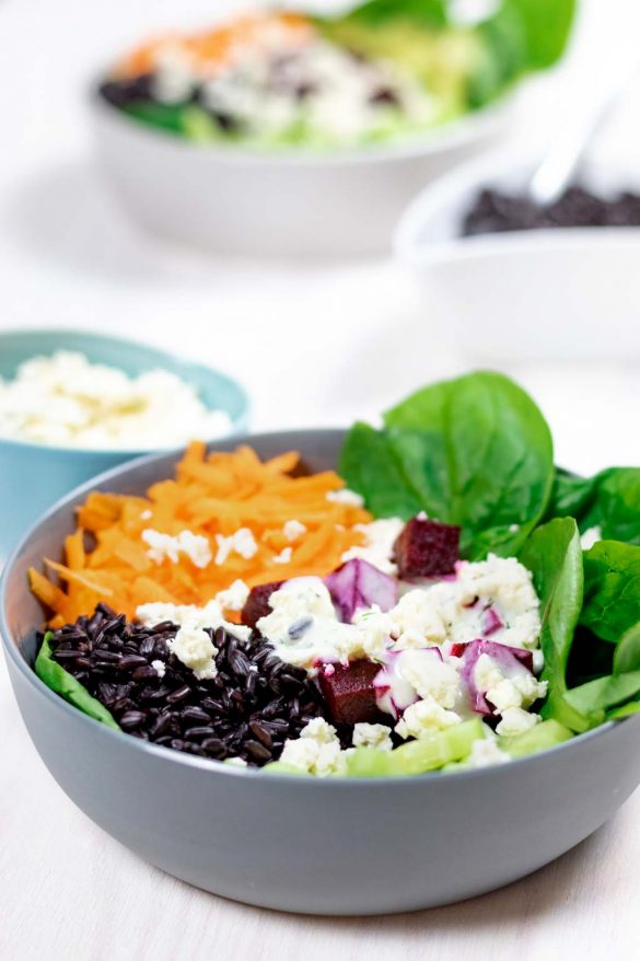 Salat-Bowl mit schwarzem Reis | fructosearm, laktosefrei, zuckerfrei